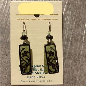 Silver and Green Hanging Earrings *never been worn
